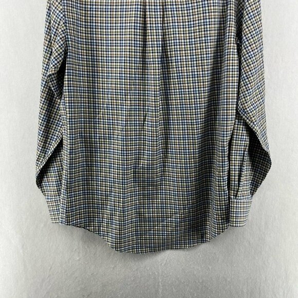 Jos. A. Bank Button-Up Shirt Mens Sz S Blue Brown Gingham Collared Tailored Fit - Picture 9 of 11